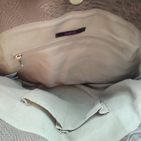 mark. (Avon Product) Sage Green Crocodile Pattern Faux Leather Lined Handbag - Picture 5 of 10